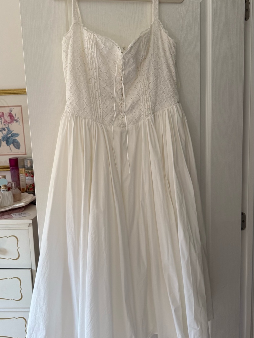 White cotton Eyelet house of cb midi dress